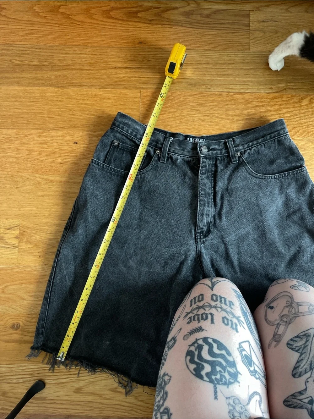 Black Cut-Off Denim Shorts